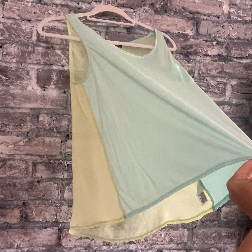 American Eagle Mint Green and Light Yellow Women's Top, sheer back super cute